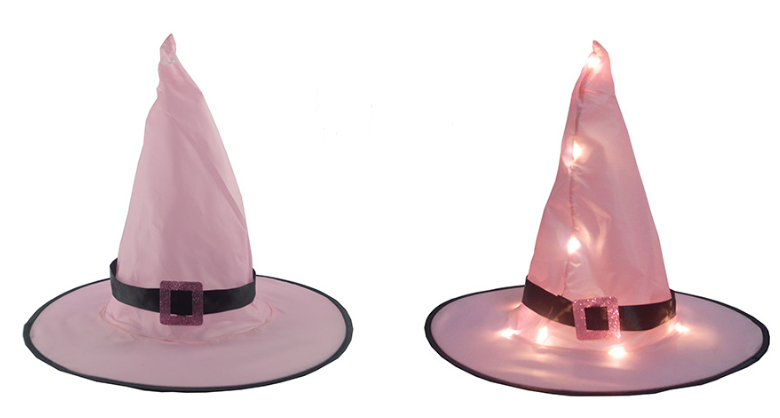 (2Pcs)HALLOWEEN Decorations Glowing Witch Hat Decorations 2 in 1 Hanging/Wearable